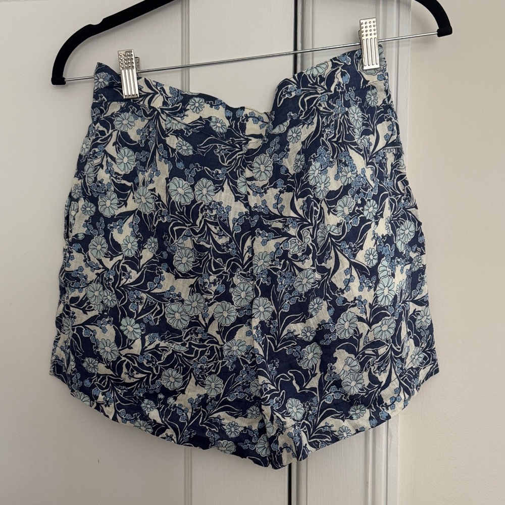 Reiss Blue Floral Women's Linen Shorts - Picture 7 of 7